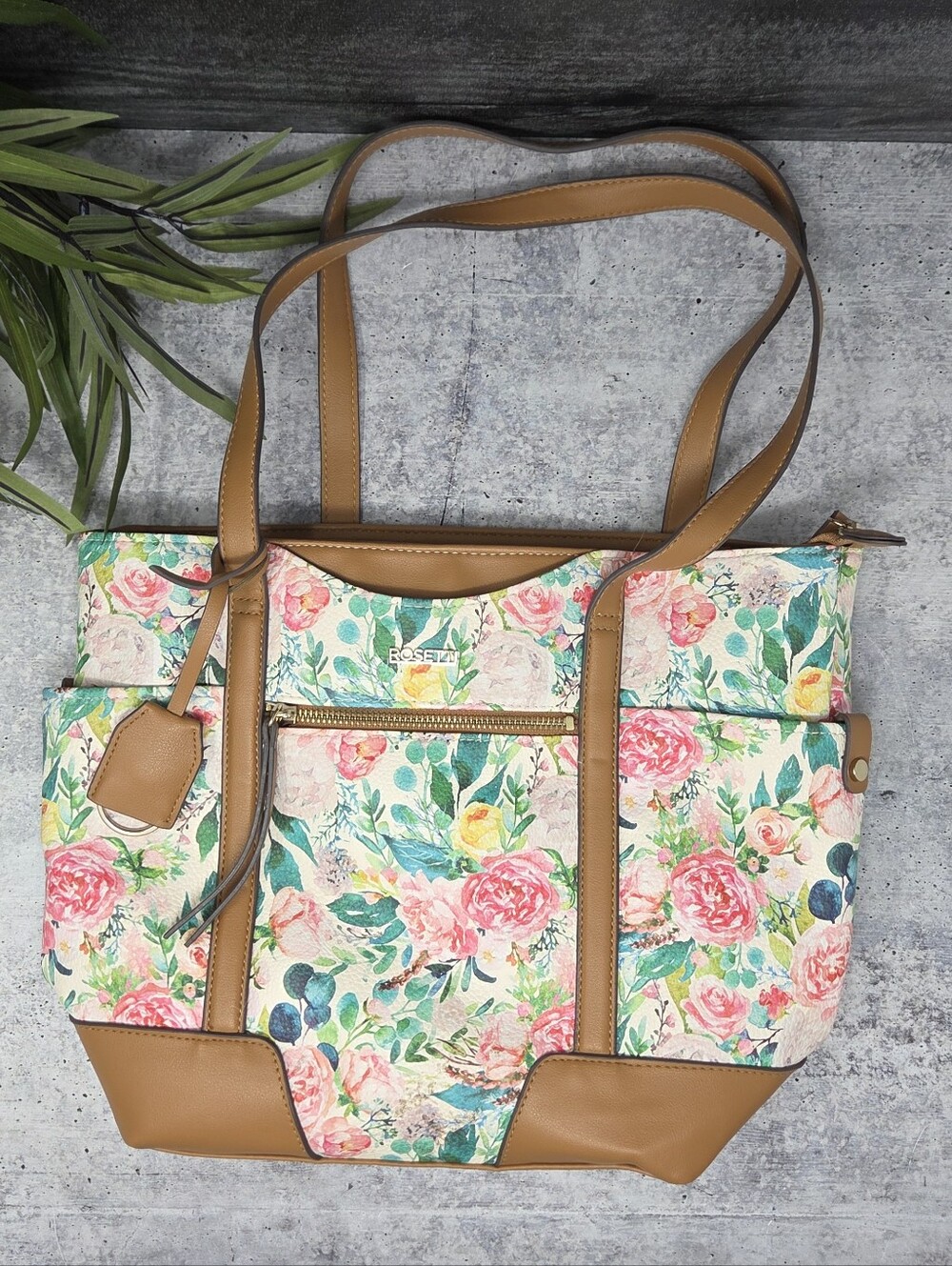 Rosetti Gabrielle Colorful Floral Shoulder Bag Multiple Section & Pockets